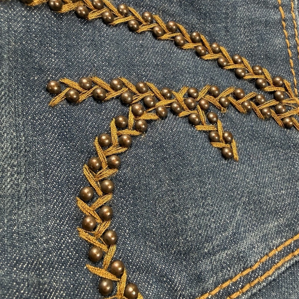 Frankie B Bootcut Jeans Women's 8 (32x30) USA Y2K Boho Western Flare Low Rise - Picture 6 of 14